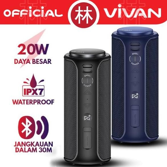 Vivan Vs30 Wireless Bluetooth Speaker Ultra Bass+ 20W Waterproof Ipx7 New Stok