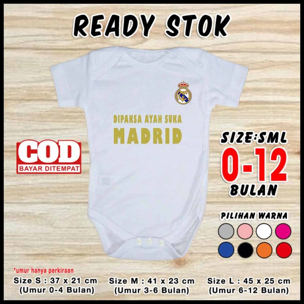 KAOS JUMPER BAJU BAYI BOLA REAL MADRID DIPAKSA AYAH SET JAMPER JERSEY ROMPER PAKAIAN KADO LAKI LAKI 