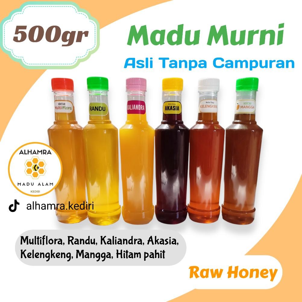 

Madu Murni 500gr | Nektar Multiflora Akasia Kaliandra Randu Kelengkeng Mangga | Raw Honey by Alhamra AST nUg