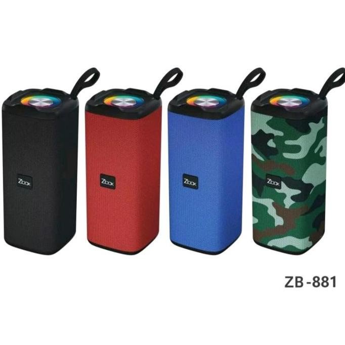 Speaker Wireless Bluetooth Zbox Zb881 Led Super Bass Biru Hitam Merah New Stok