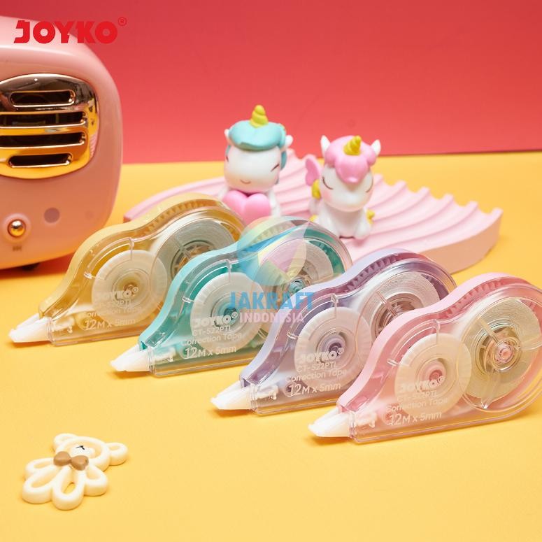 

RB (12 Pcs) GROSIR Correction Tape JOYKO CT-522PTL Warna Pastel Tip-X Tip Ex Pita 12 Meter isi Lebih Banyak Long Life | PACK