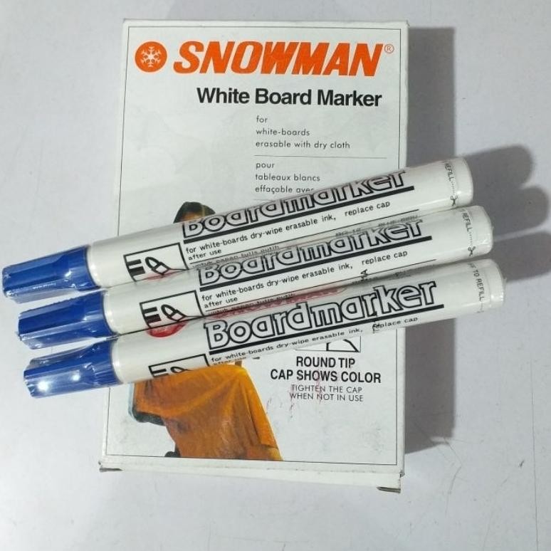 

RB Spidol Snowman White Board BG-12 Tinta Warna Biru Isi 12 Pcs - Stationery