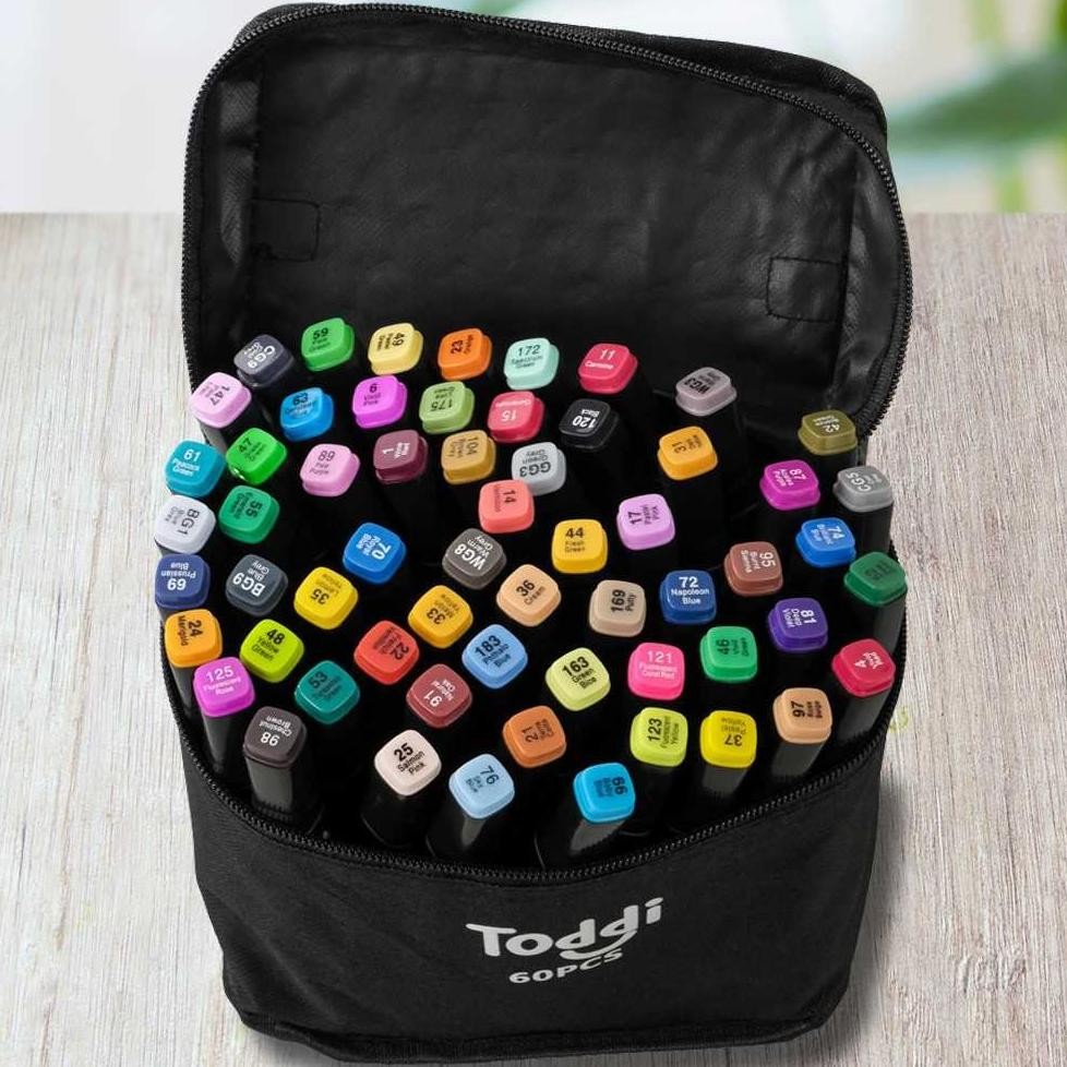 

RB Spidol Dual Side Fine Art Brush Pen Art Marker Set 60 Color - 1 mm (Fine Nib) And 6 mm (Broad Nib)