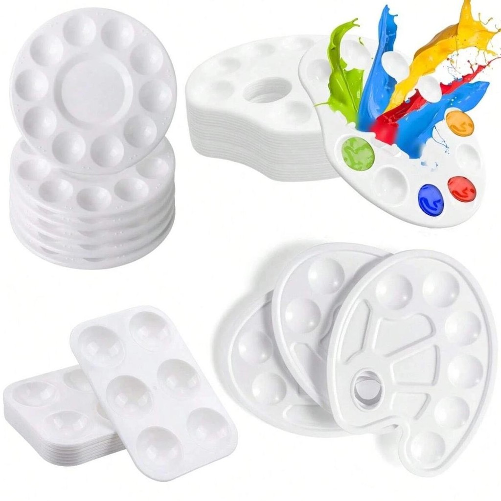 

8Pcs White Plastic Paint Tray Palettes, Watercolor Palette Painting Tray For Painting Party, Diy Craft And Art Painting