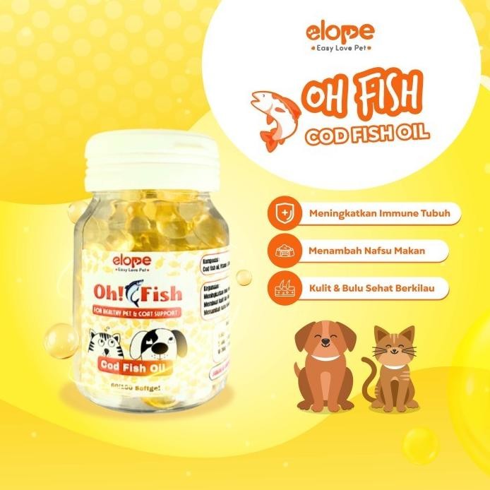 Terlaris Oh Fish Cod Oil Minyak Ikan Vitamin Bulu Hewan Kucing Anjing 100Butir