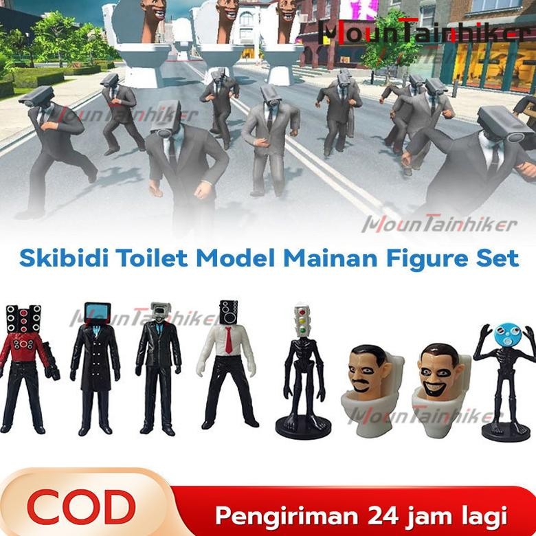 ''Terlaris" 6/8/9/12Pcs Mainan Skibidi Toilet Siren Head Figure Pajangan Speakerman Tv Man Monitor M