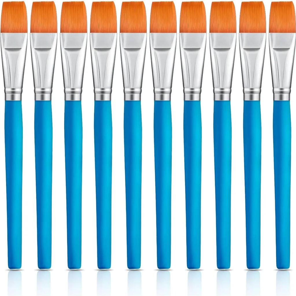 

10 Pieces Flat Paint Brushes Acrylic Paint Brush Artist Craft Paint Brushes Watercolor Small Brush Bulk Painting Brush