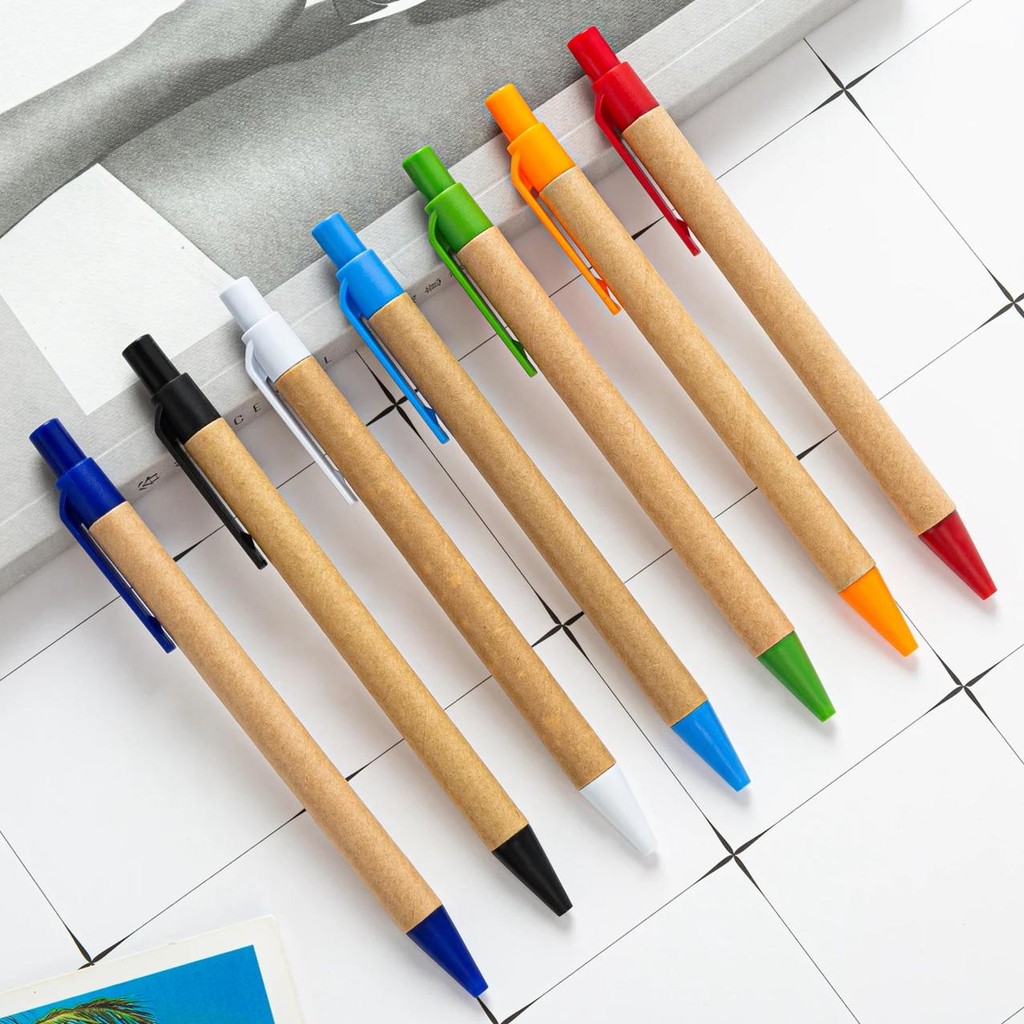 

100Pcs/Lot Paper Ball Pen Eco Recycled Paper Ball Pen Eco-Friendly Ballpoint Pen School Supplies