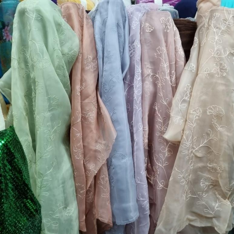 SY Kain Organza Bordir Bunga Rambat | Organza Silk Motif