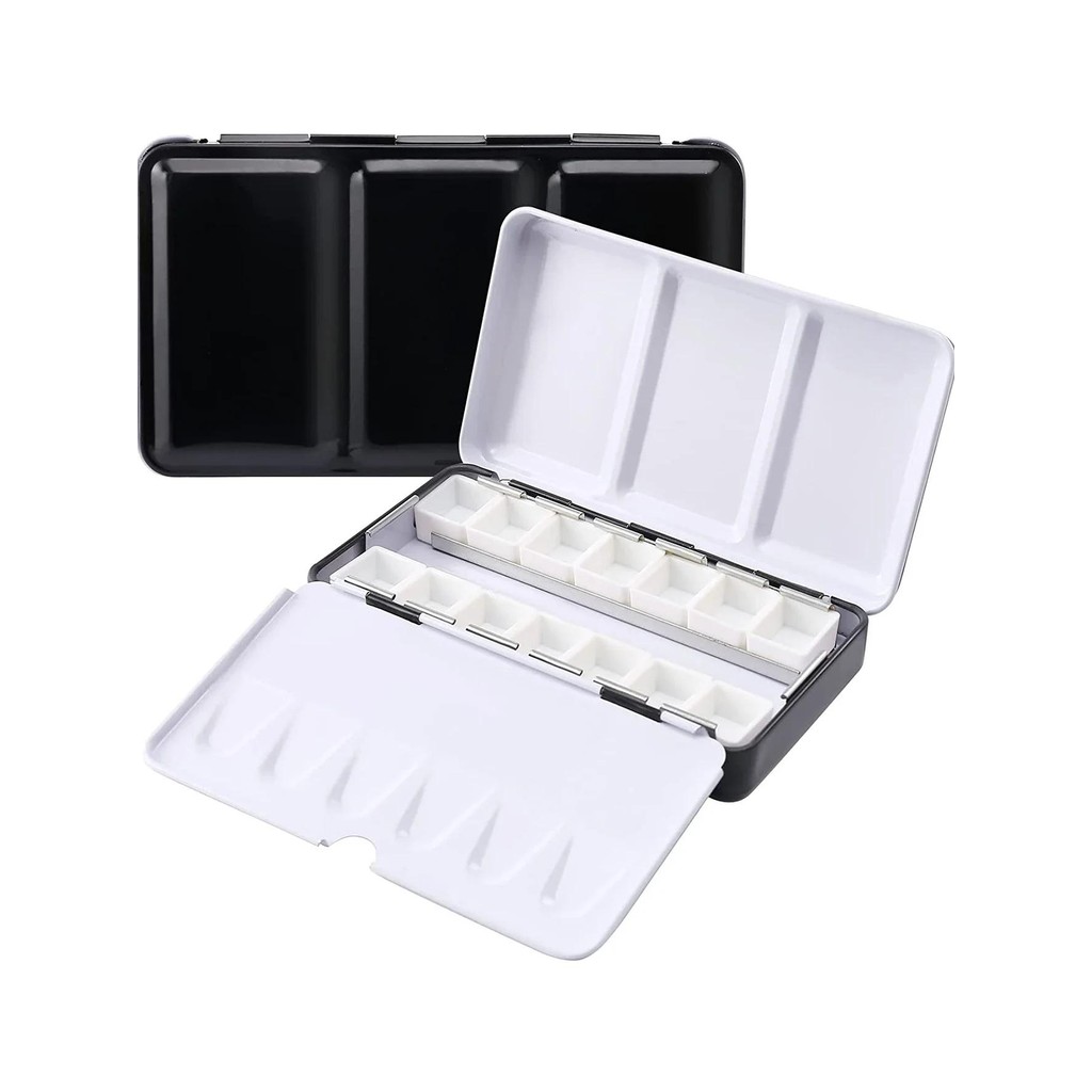 

Empty Watercolor Palette With 14 Half Pans Metal Empty Watercolor Tin Palette Paint Case For Diy Travel Watercolor Palette