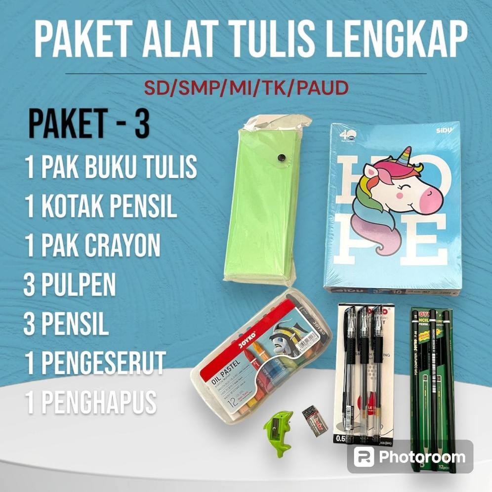 

RB Paket ATK Lengkap SD/SMP/SMK/SMA Buku Tulis / Alat Tulis Sekolah