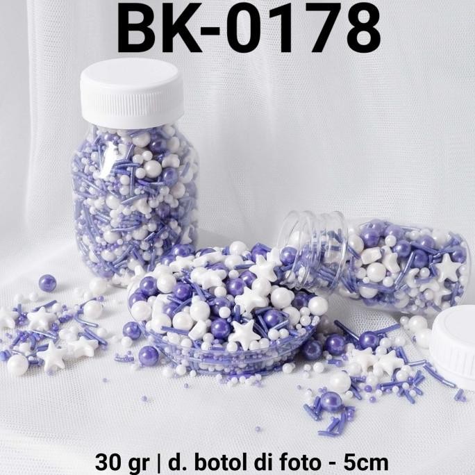 

=====] BK-0178 Sprinkles sprinkle sprinkel 30gr 30 gram mix ungu putih