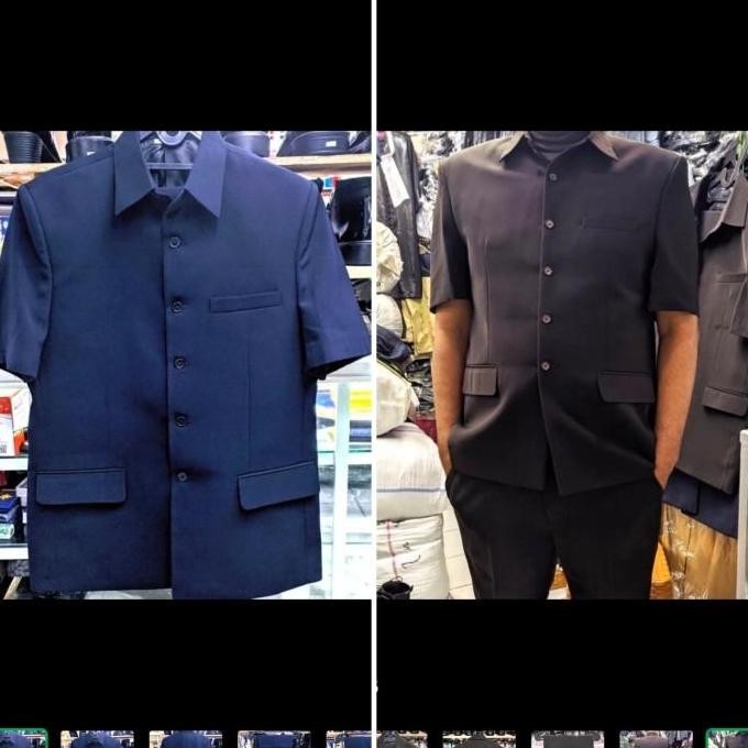 seragam PNS pdh baju safari jas PSH guru hitam coklat navy dongke