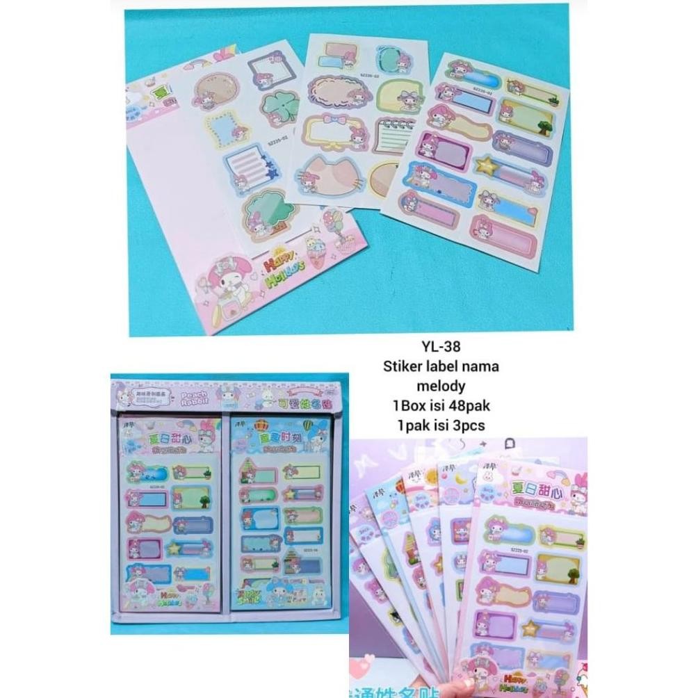 

''Terlaris" Stiker Label Nama Sanrio Sz 22 - Box Amx 483 - Besar Wy 0001 / Name Card / Mainan Murah