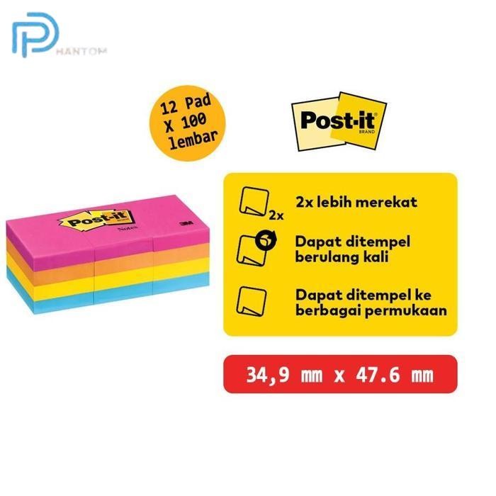 

BARU POST-IT 3M 653-AN 1.5X2INCH CAPETOWN COLOURS (12X100PCS)