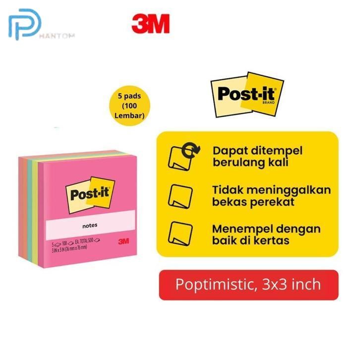 

BARU KTMSTORE 3M POST-IT ORIGINAL STICKY NOTES POPTIMISTIC 654-5AN MEMO 3X3