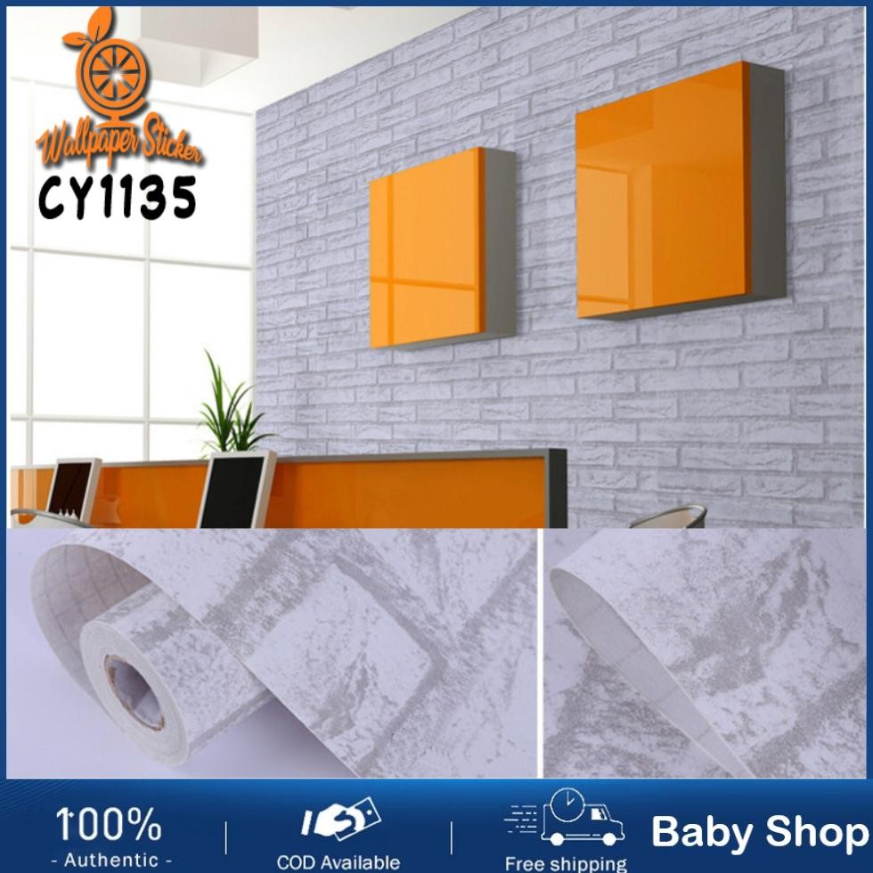 Wallpaper Stiker Dinding Motif Dan Karakter Premium Quality Size 45cm X 10M Bata Putih GH008 / CY113