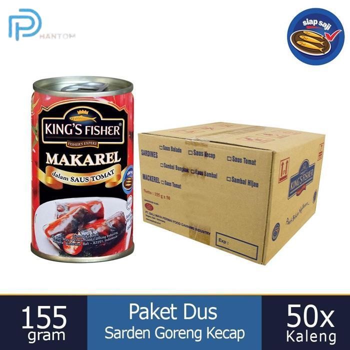 

BARU KTMSTORE PAKET 1 DUS 50PC KING'S FISHER MAKAREL SAUS TOMAT MAKANAN KALENG 155G