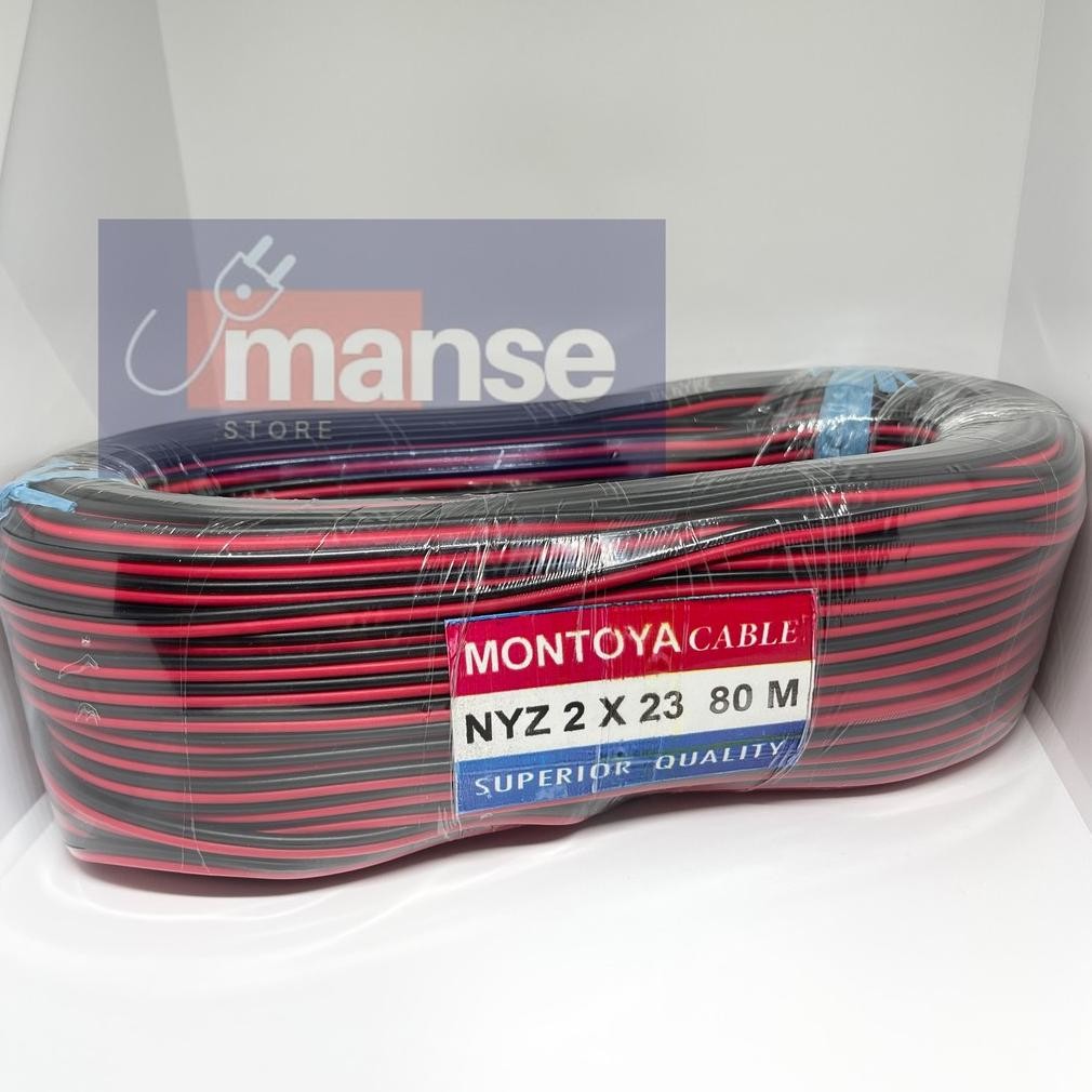 Kabel 2x23 Double Serabut NYZ 2x23 Merah Hitam 80m