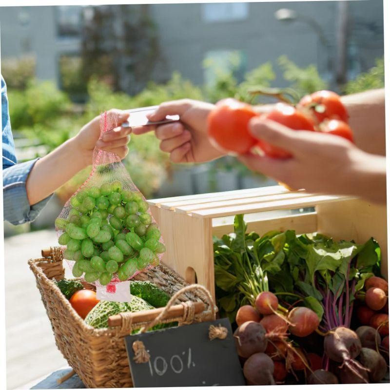 100 Pcs Jaring Buah Polynet Jaring Pembungkus Buah Gantungan Jaring Rajut Buah Polynet Hanger Polyne
