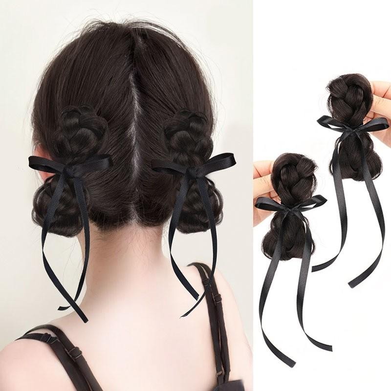 Jepit Rambut Palsu Sanggul 2Pcs Jepitan Rambut Palsu Korea Jepit Cakar Rambut Palsu Hiasan Rambut