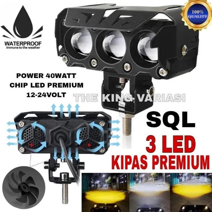 0LAMPU SQL 3 MATA KIPAS / LAMPU SOROT SQL 3 MATA KIPAS LED KUNING PUTIH / LAMPU TEMBAK LED SQL 3 MAT