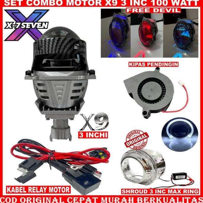 X-7SEVEN - BILED PROJETOR X9 3 INCH HIGH POWER 100 WATT 10-24V BILED MOTOR MOBIL