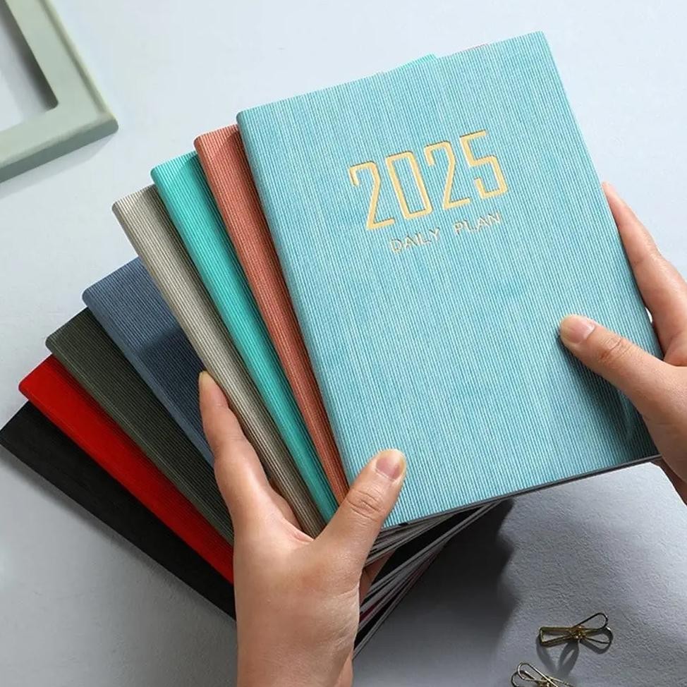 

A5 2025 Agenda Book With Calendar English Daily Weekly Monthly Planner Notebook To Do List Pu Leather Cover