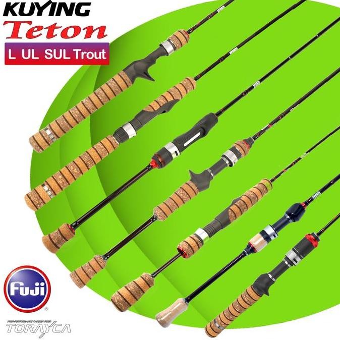 * KUYING Joran Pancing TETON L UL SUL 1.56m-1.98m 1-3lb 2-4lb 3-8lb dengan FUJI Rings dan FUJI Reel 