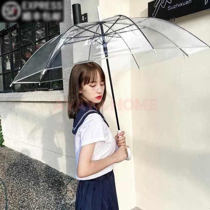 Polos Warna Warni Payung Lipat Bening/Payung Lipat Cantik Transparan/Payung Transparan Style Korea