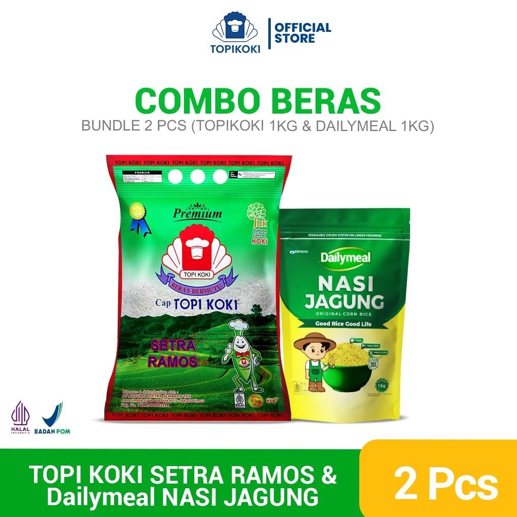 

Beras Combo - Topi Koki Setra Ramos 5 kg & Dailymeal Nasi Jagung 1 kg