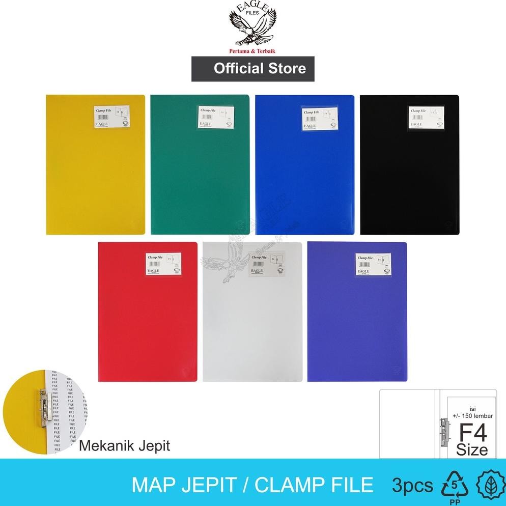 READY STOK Map Jepit EAGLEFiles F4 Clamp File Clip File Map Plastik Snelhecter Isi 3 Pcs Siap kirim