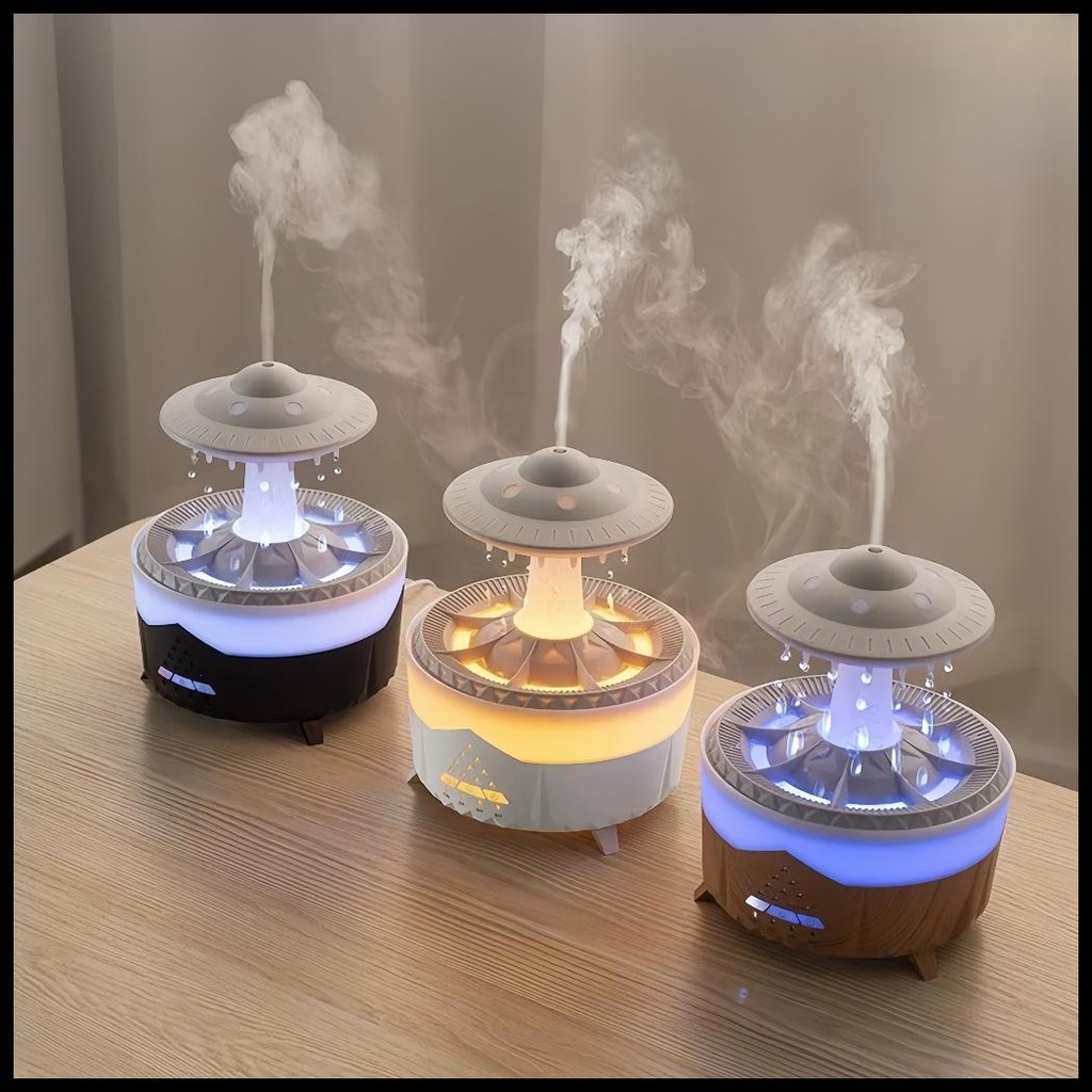 HUMIDIFIER AROMATHERAPY DIFFUSER LAMPU LED 7 WARNA  RAINDROP DIFFUSER, PELEMBAP UDARA, PELEMBAP UDAR