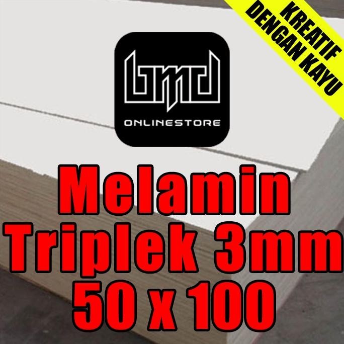 Melamin Putih Glossy Ukuran (50x100)cm Papan kayu Triplek 3mm