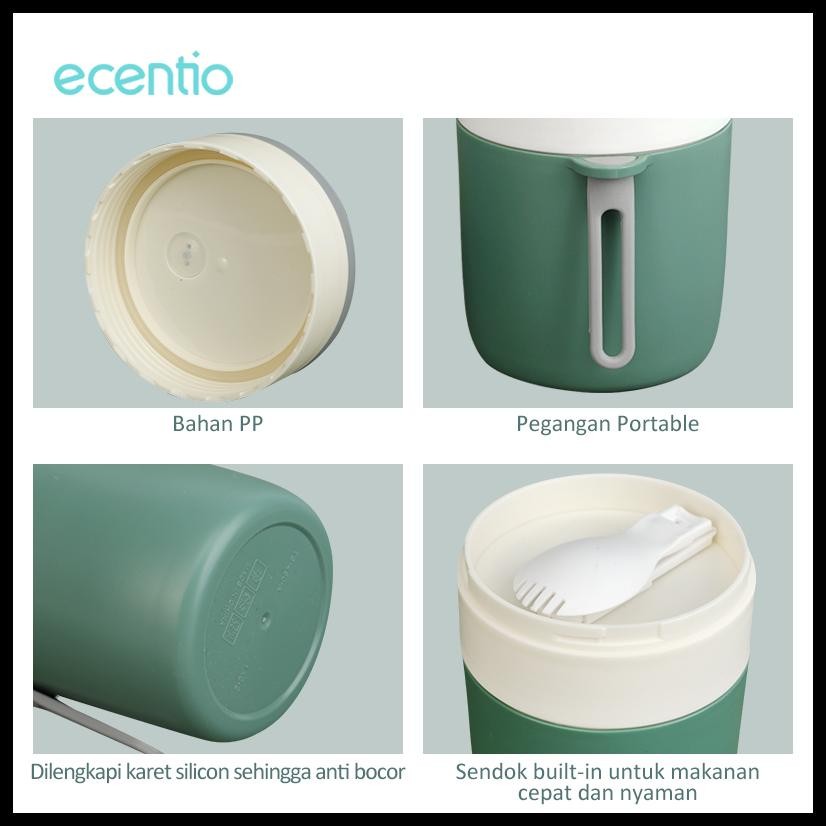 ECENTIO CANGKIR SUP PORTABLE SOUP TAHAN PANAS ANTI TUMPAH LUNCH BOX TEMPAT SUP TAHAN PANAS BEKAL MUG