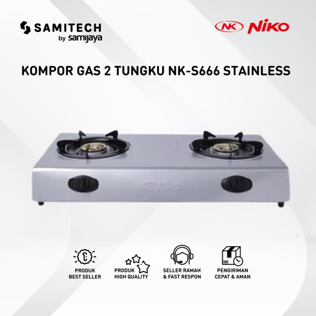 KOMPOR 2 TUNGKU NIKO NK-S666 NK S666 NIKO 666 S STAINLESS BERGARANSI