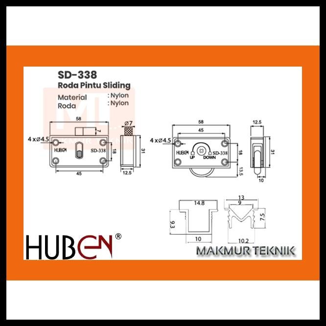HUBEN SD-338 RODA PINTU GESER