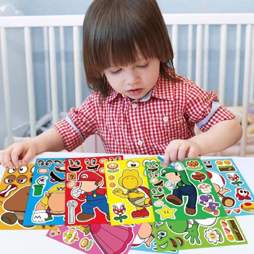

Premium 12Pcs Kartun Mario Teman Anak Anime DIY Puzzle Stiker Orang Tua-Anak Puzzle Interaktif Buku Pegangan - Stiker Graffiti Kartun Super Mario DIY High Quality