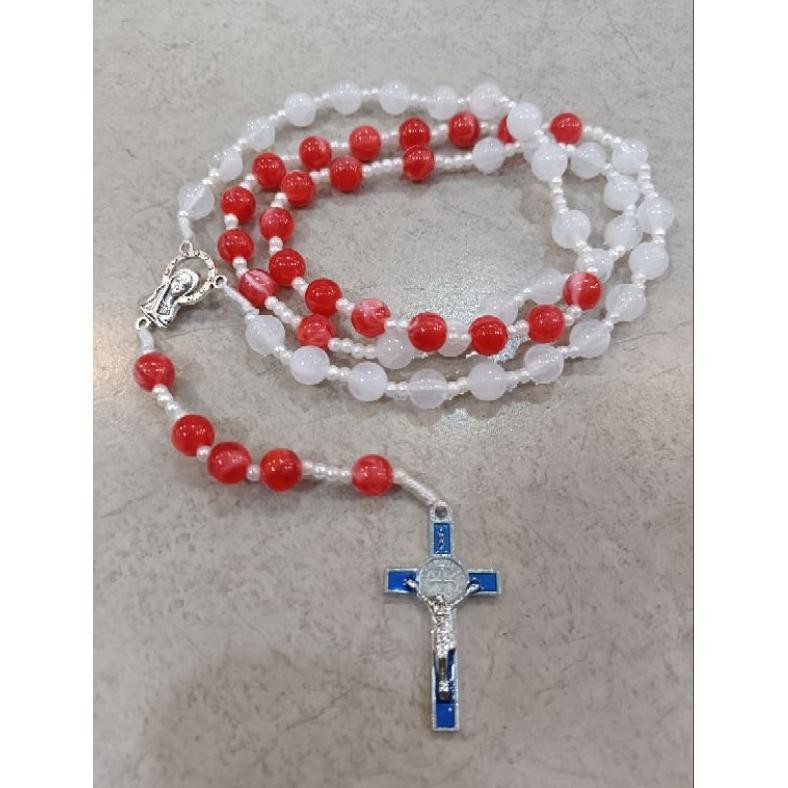 Fb-43 As25 Rosario Merah Putih 8Mm - Rosario Merah Putih Kawat - Rosario Merah Putih Tali Berkualita