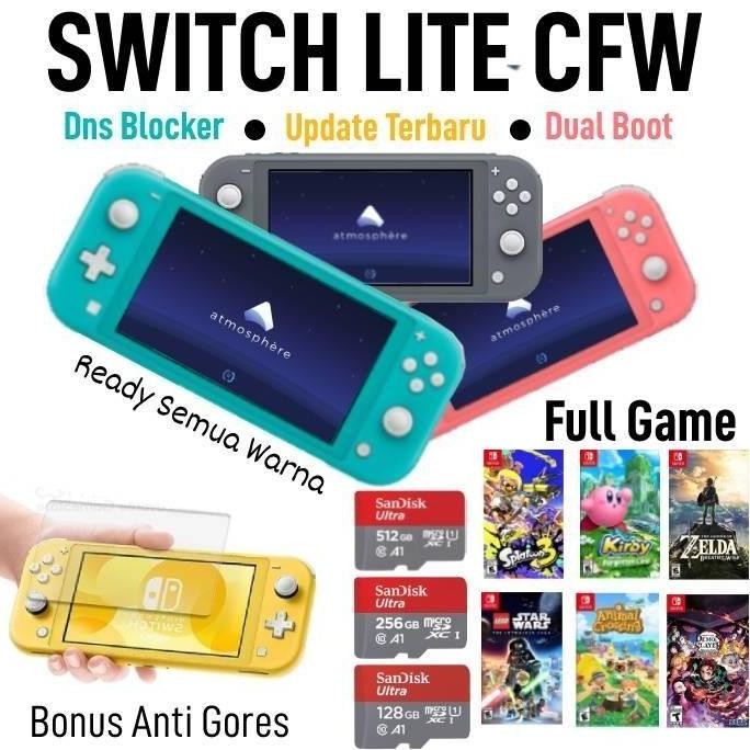 Switch Lite Console CFW 128GB 256GB 512GB Full Game  / HWFLY Berkualitas