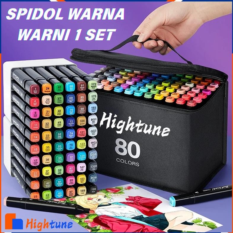 

Hightune Spidol Warna Warni 1 Set 80/100/120 Warna Marker 2 Tip Touch Marker Spidol Permanen