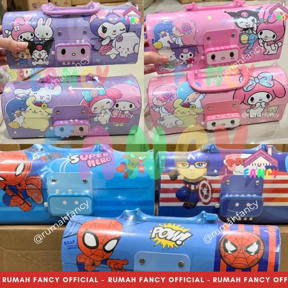 

[FREE DUS + BUBBLEWRAP] Tempat Pensil Dus TEBAL Model Tas Kunci Password D 3051 Motif SNR Melodi KURO Spider Kapten Amrik Kunci Pin Locker