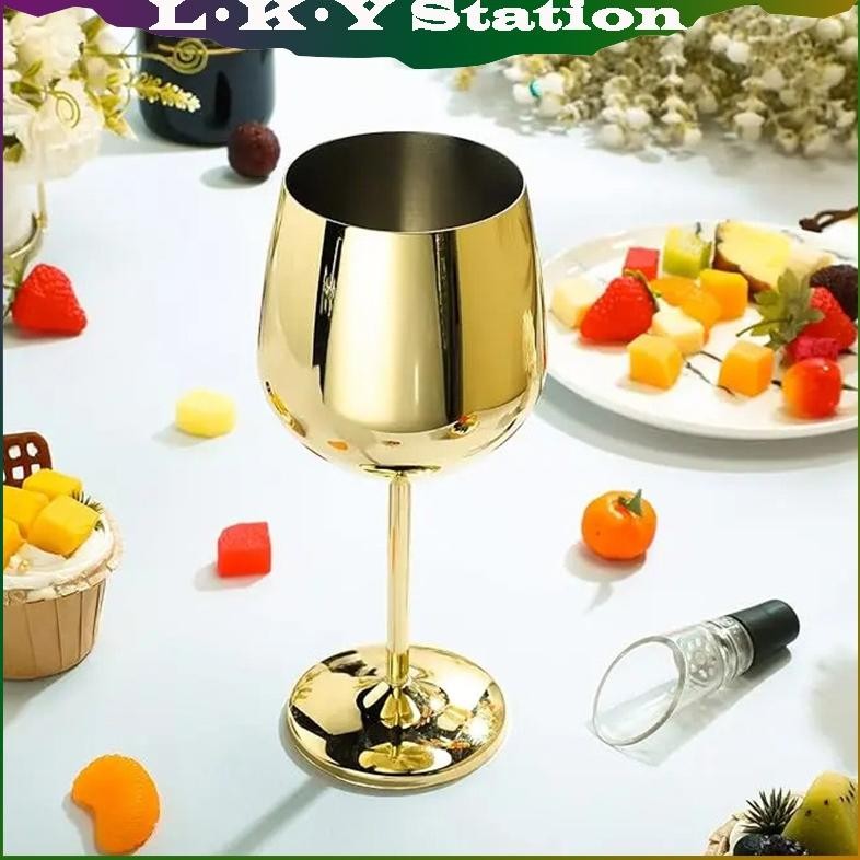 Terlaris 500ml Gelas Wine Goblet Stainless Gold / Red Wine Gelas Wine Goblet Bar Resto Cocktail Cham