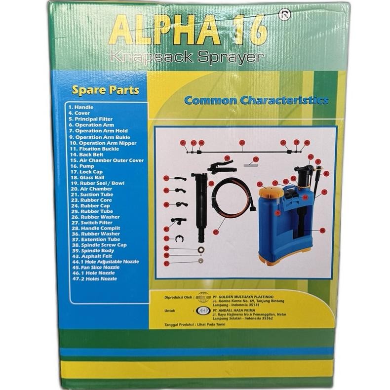 KNAPSACK SPRAYER ALPHA 16 LITER / TANGKI SEMPROT MANUAL PERTANIAN, PUPUK BERKUALITAS 16L