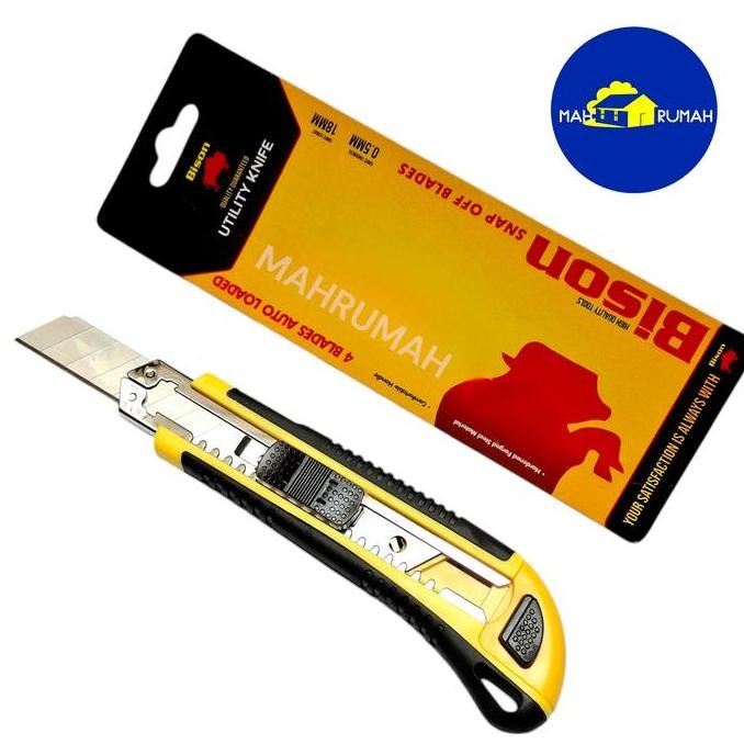 

Pisau Cutter Besar Heavy Duty 18mm Bonus Refill Isi 4pcs Pisau - BISON [KangOemah]
