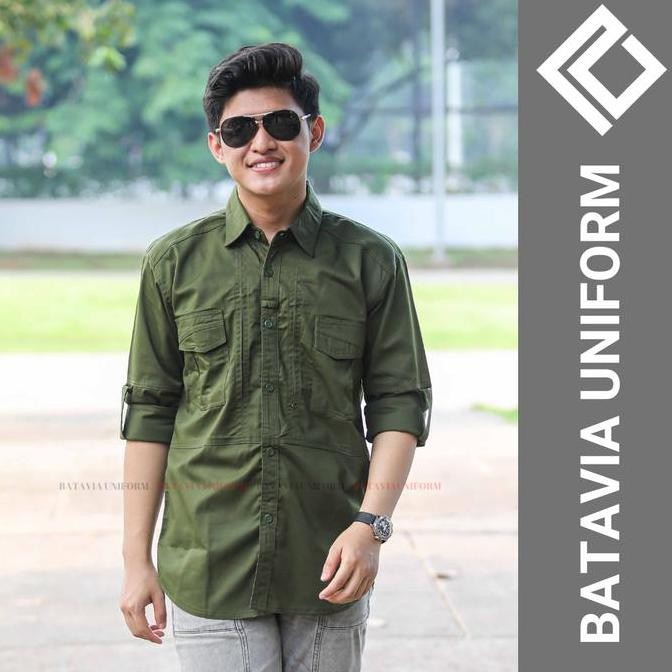 Baju TACTICAL Pria Lengan Panjang - Kemeja Seragam Kerja Dinas Lapangan Tactical ARMY Bahan American