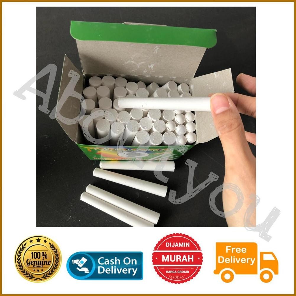 

New Kapur Tulis Papan Blackboard Chalk 1 Box Isi 50 Warna Putih Murah Aman Terbaik