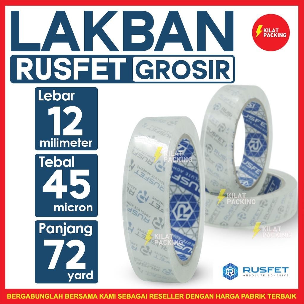 

Lakban Bening Rusfet Super Clear Premium Quality 12Mm X 72Yard Termurah Satuan