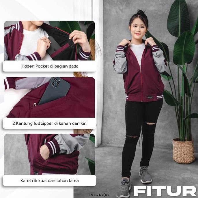 Diskon Spesial  Jaket Harian Pria Wanita Jaket Varsity Baseball Waterproof Anti Air