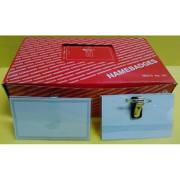 

JUAL Name Tag mika / Tanda Peserta Peniti + Jepit Buaya / id card case